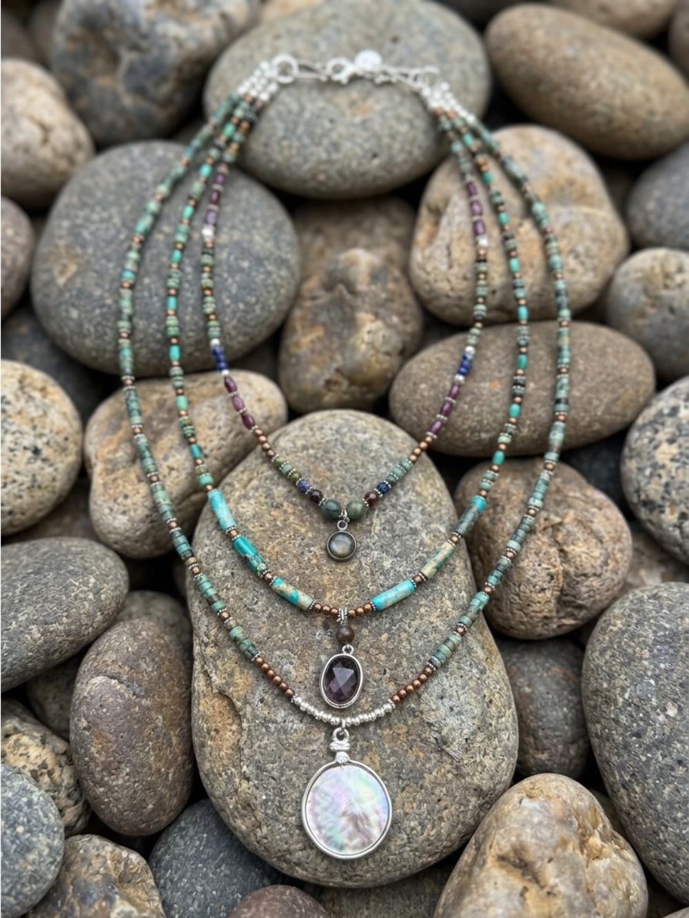 Layered Turquoise & Sea Sediment Jasper Necklace
